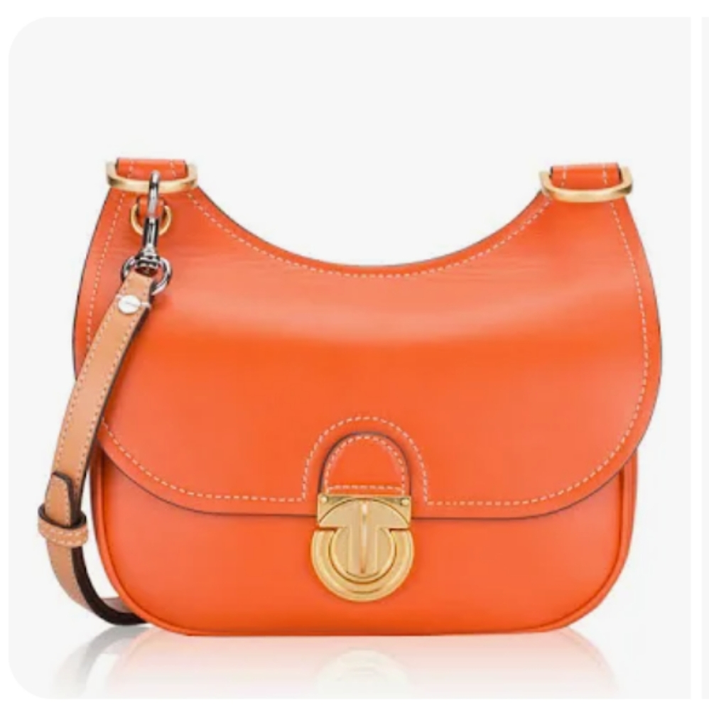 Tory Burch Small James Leather Saddle Crossbody Bag - Picture 1 of 13